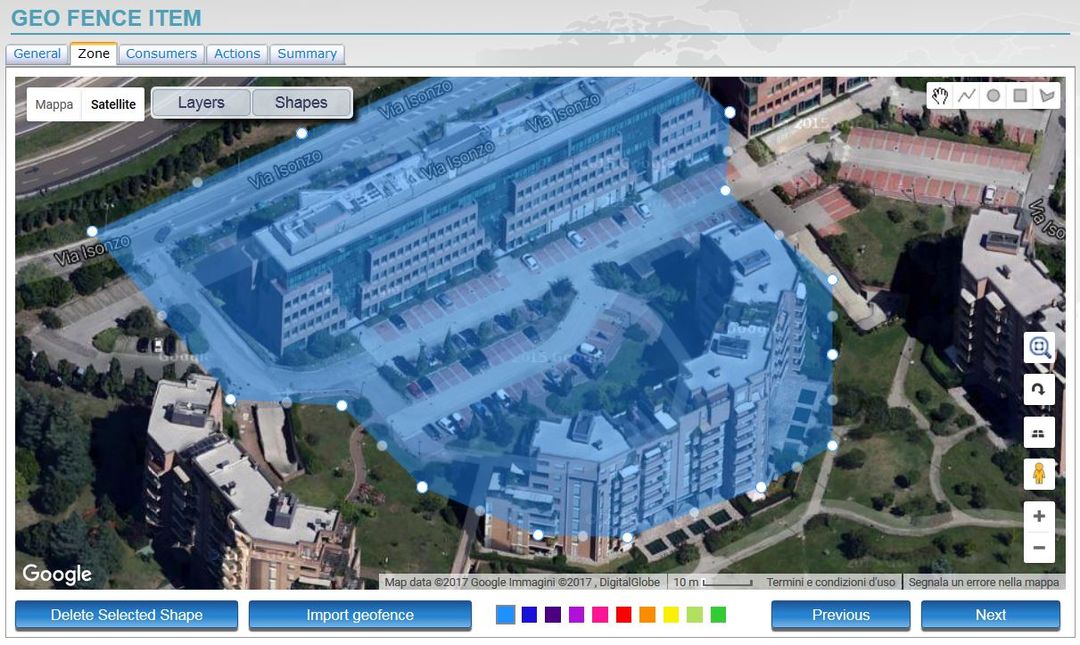 Set complex geofences and control them using Google Maps, Google Earth and Google Streetview