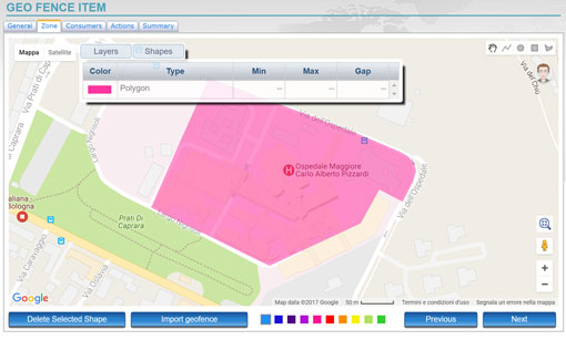 delimit a particular area and receive an automatic alert when the monitored object enters or exits an area to alert