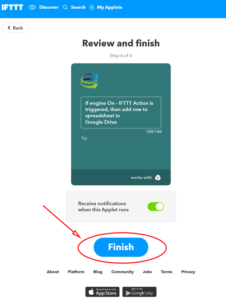 ifttt review and finish applet creation