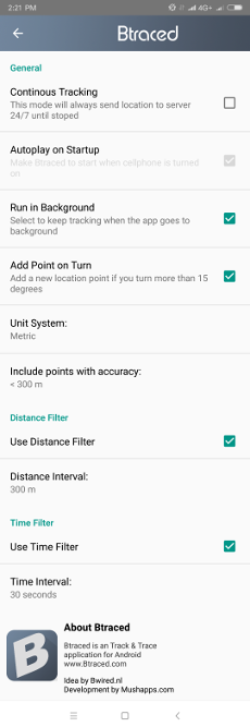 btraced tracking app gps settings cloud app android smartphone